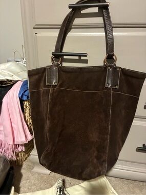 Classic Brown Suede Tote Bag - Women's Everyday Carry